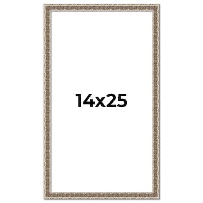 14x25 Frame Silver Versailles Ornate Solid Wood Picture Frame | 1 Inch