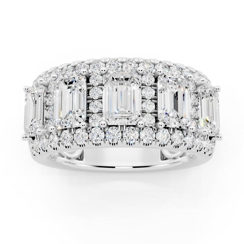 Auriya 14k Gold 3 1/2ctw Emerald Lab Grown Diamond Anniversary Ring (E-F VS)