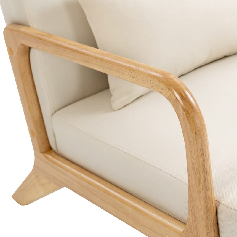 Briston 2 Set Mid Century Modern Wood Accent Chairs with pillow