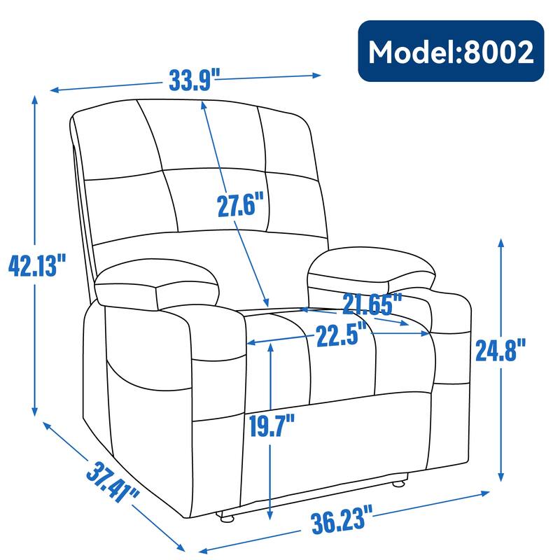 Dual Motor Power Lift Recliner Chair with Massage, Lumbar Heating, 8-Point Vibration, and Dual Cup Holders
