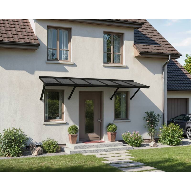 Canopia Augustine 3 ft. Black/Gray Door and Window Awning - 3 ft. x 8.5 ft.