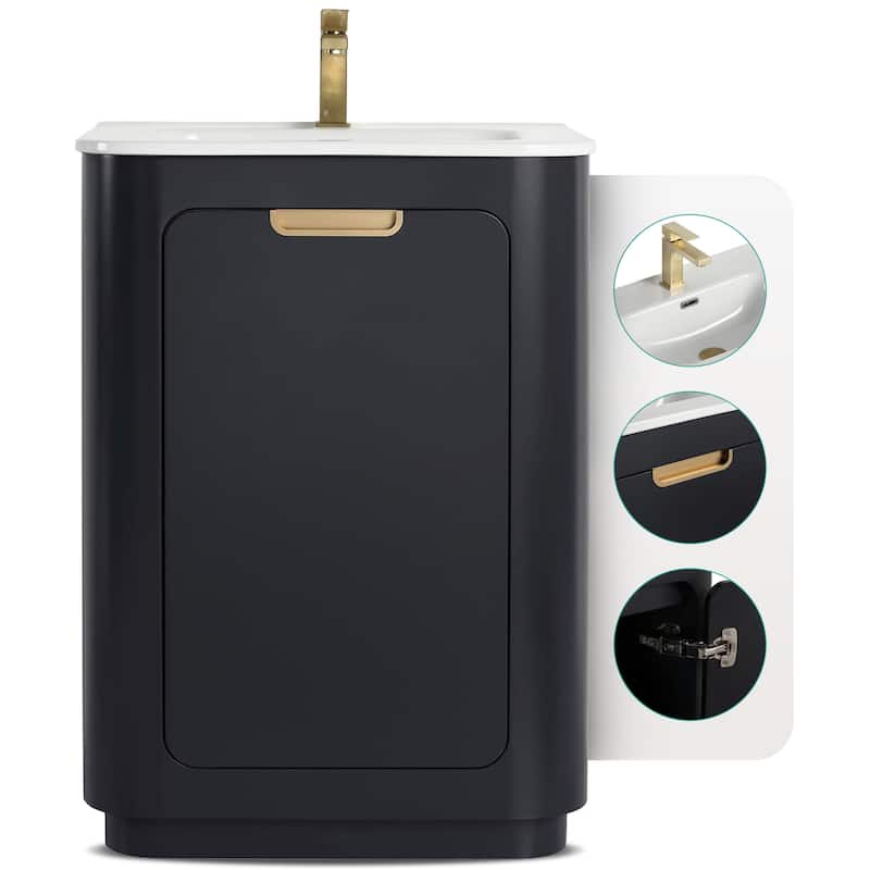 Fine Fixtures Shireplace Bathroom Vanity with Sink - 24 Inch - Carbon Black