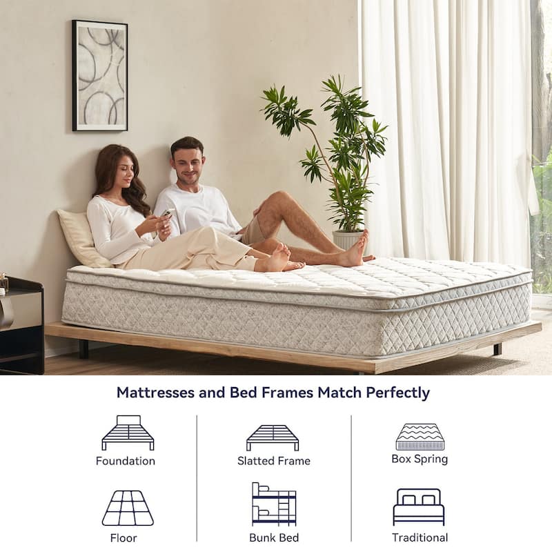 King Size Mattress 12 Inch Hybrid in a Box with Memory Foam and Pocket Spring for Pressure Relief