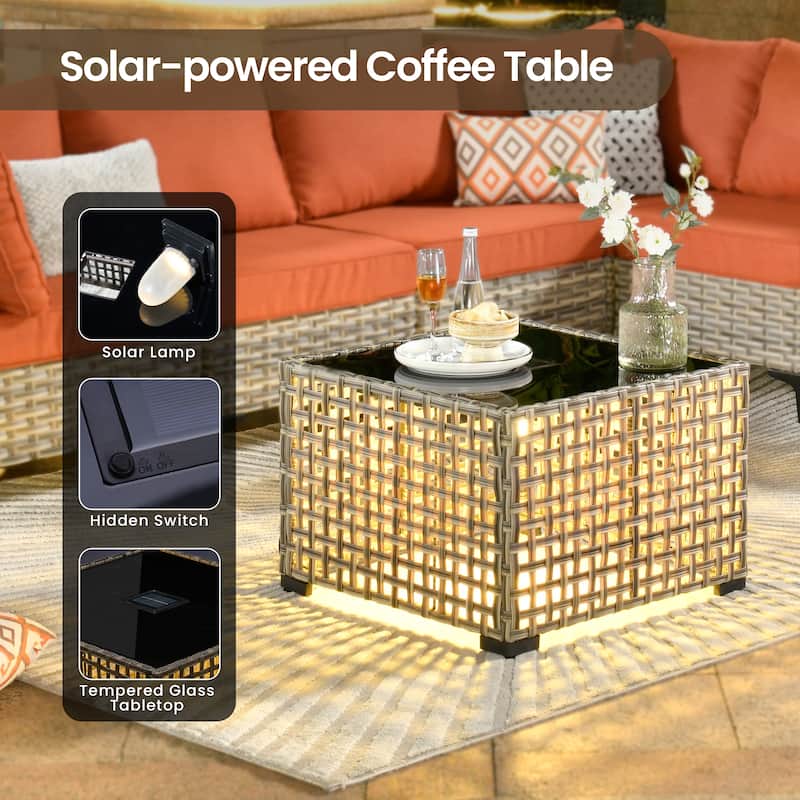 XIZZI 10-piece Patio Furniture Wicker Sectional Set with Swivel Chair