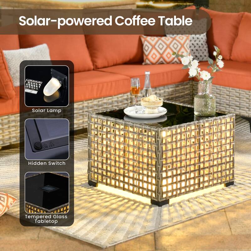 XIZZI 11-piece Patio Rattan Wicker Furniture Set with Fire Pit Table