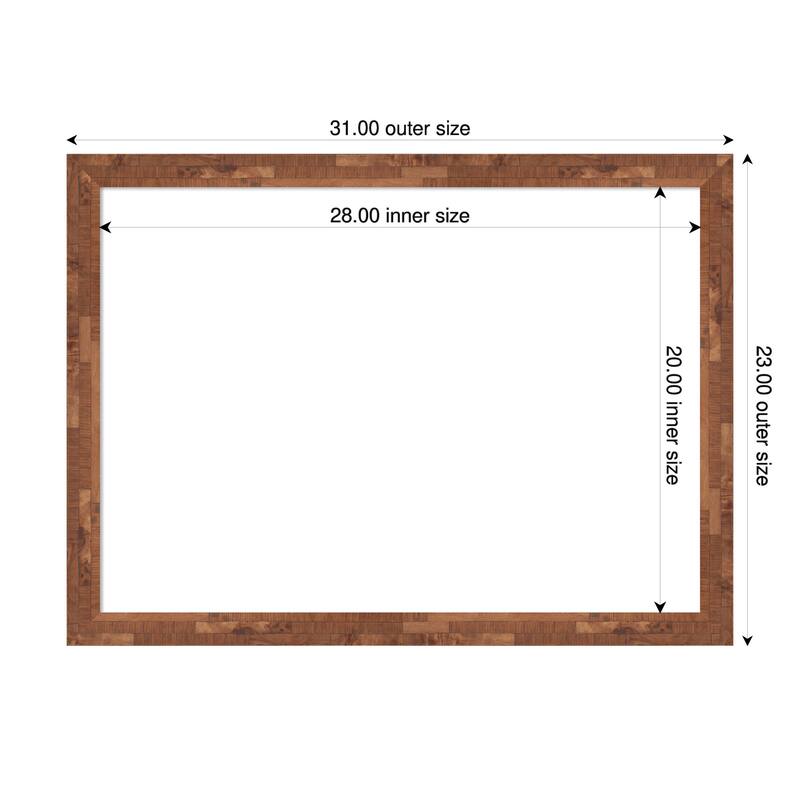 Amanti Art Fresco Dark Walnut Framed Dry Erase Magnetic Board - 31 x 23 in - Fresco Light Pecan