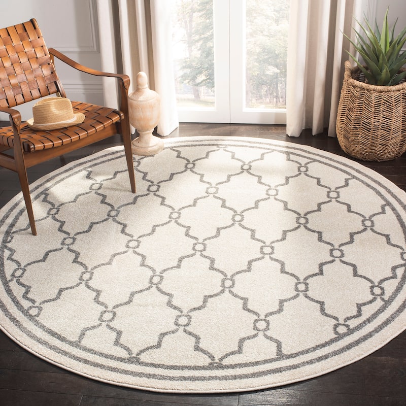 SAFAVIEH Amherst Nargis Modern Rug - 7' Round - Ivory/Grey