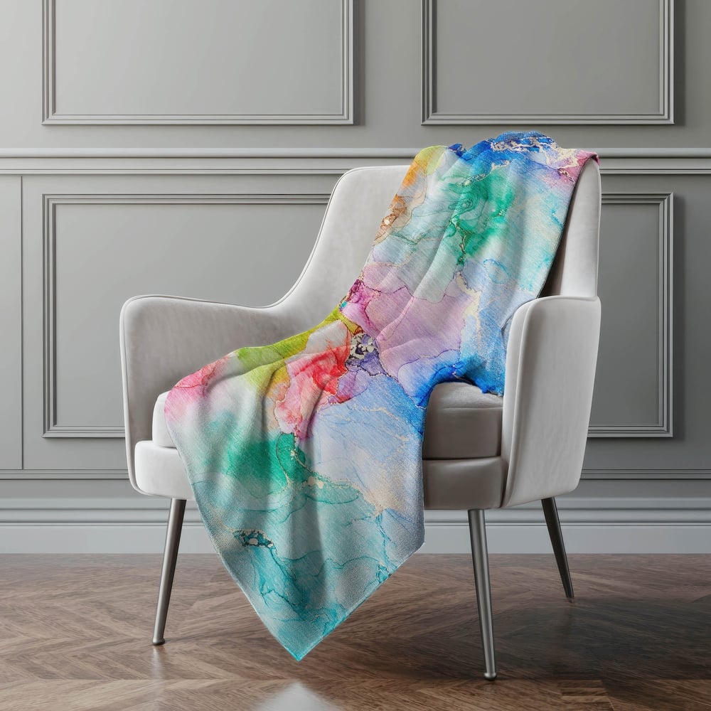 Premium Machine Washable Modern Watercolor Sherpa Throw Blanket
