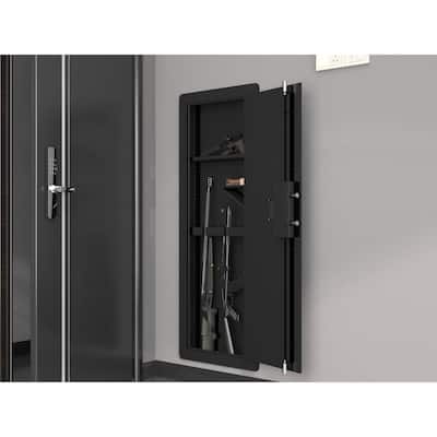 Roomfitters Wall Gun Safe: Quick-Access Rifle Safe with Removable Shelf and Digital Keypad (Black and Silver)