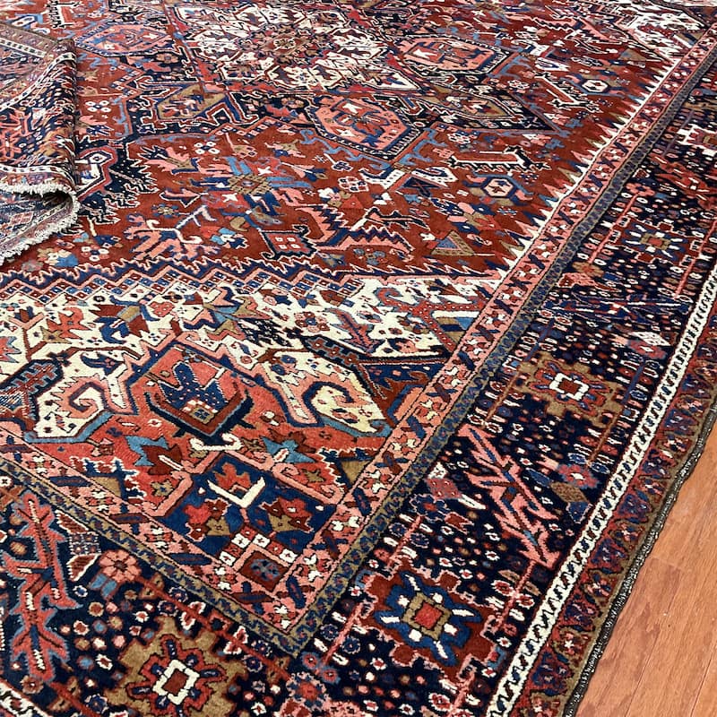 HERAT ORIENTAL Handmade 1920's Antique Heriz Wool Rug - 10'2" x 13'2"