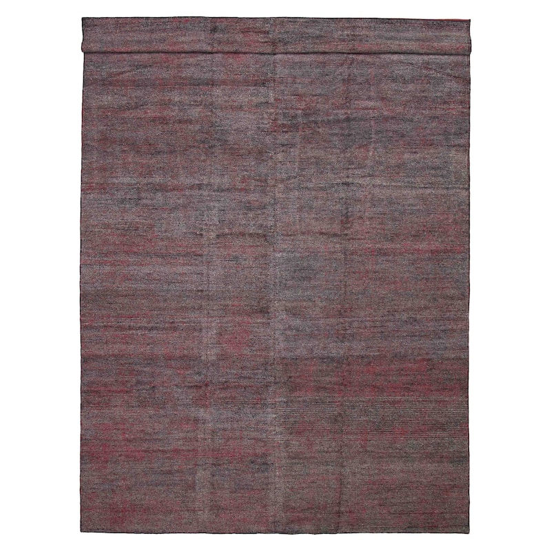 ECARPETGALLERY Hand-knotted Loreto Grey Silk Rug - 9'9 x 14'7 - Dark Grey - 9'9 x 14'7