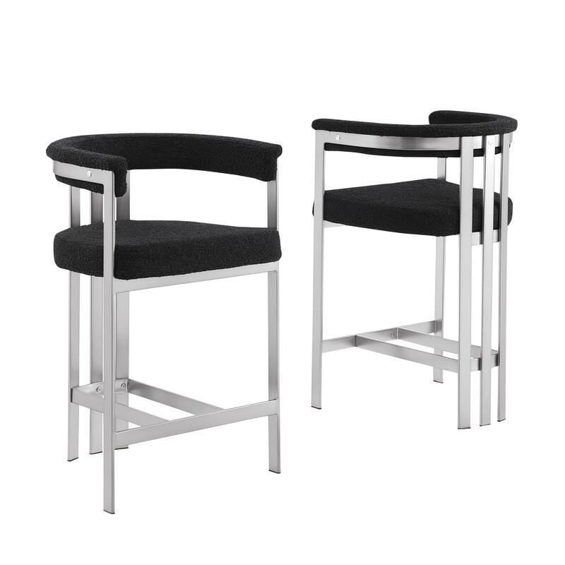 Best Quality Furniture Matte Brushed Chrome Counter Height Chairs (Set of 2) - N/A