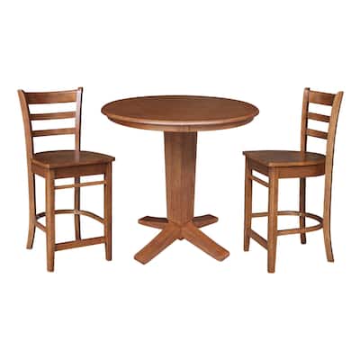 36 in Solid Wood Round Top Counter Height Dining Table with Stools