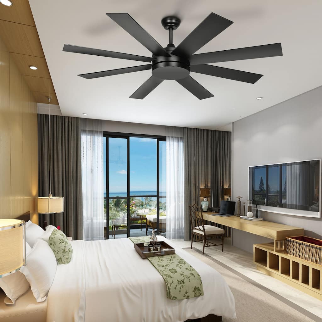 Moasis 60" 8 Blades Ceiling Fan Without Light, Ceiling Fan with Remote