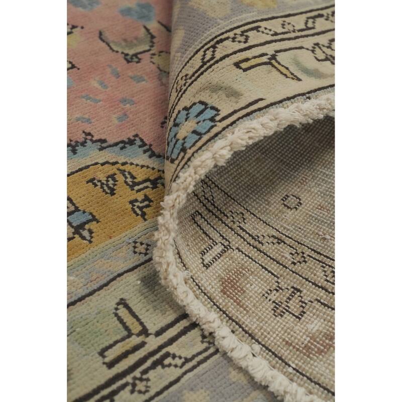 Hand Knotted Oriental 100% Wool Carpet Traditional Floral Pink Tabriz Area Rug - 10' 8'' X 7' 10''