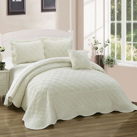 Serenta Supersoft Microplush Quilted 4 Pieces Bedspread Coverlet Set