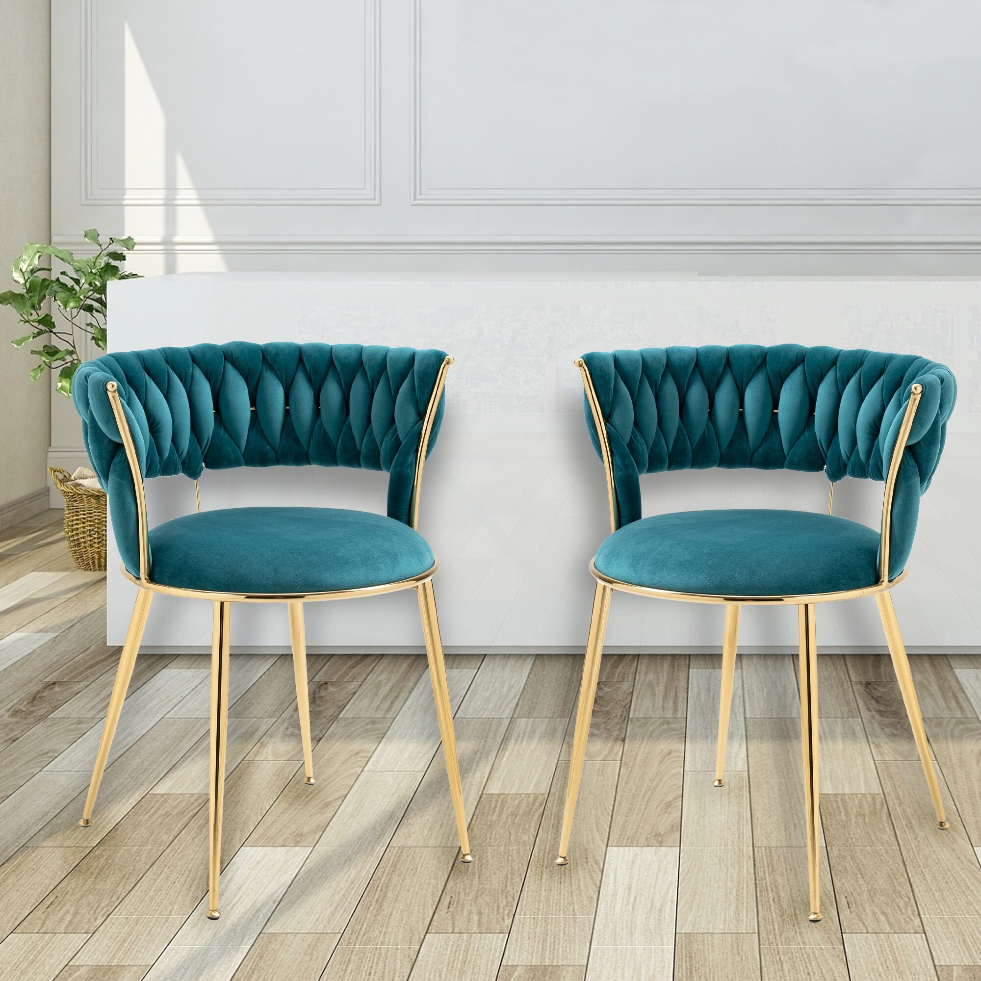 Dining Chairs Set of 2 Velvet Dining Kitchen Room Chairs Teal