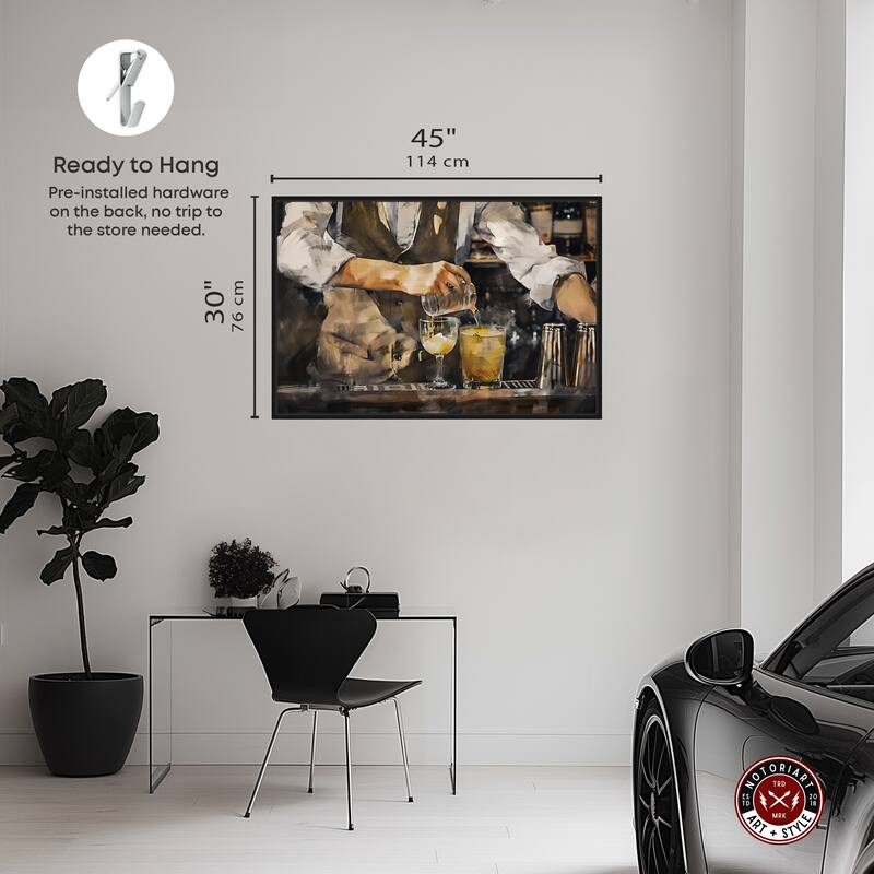 Notoriart Bartender Framed Bar Cart Art For Men