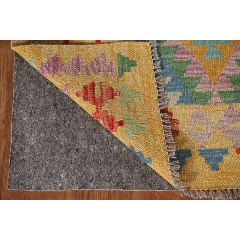 Reversible Kilim Accent Rug Oriental Hand-Woven Wool Carpet - 3'4"x 5'1"