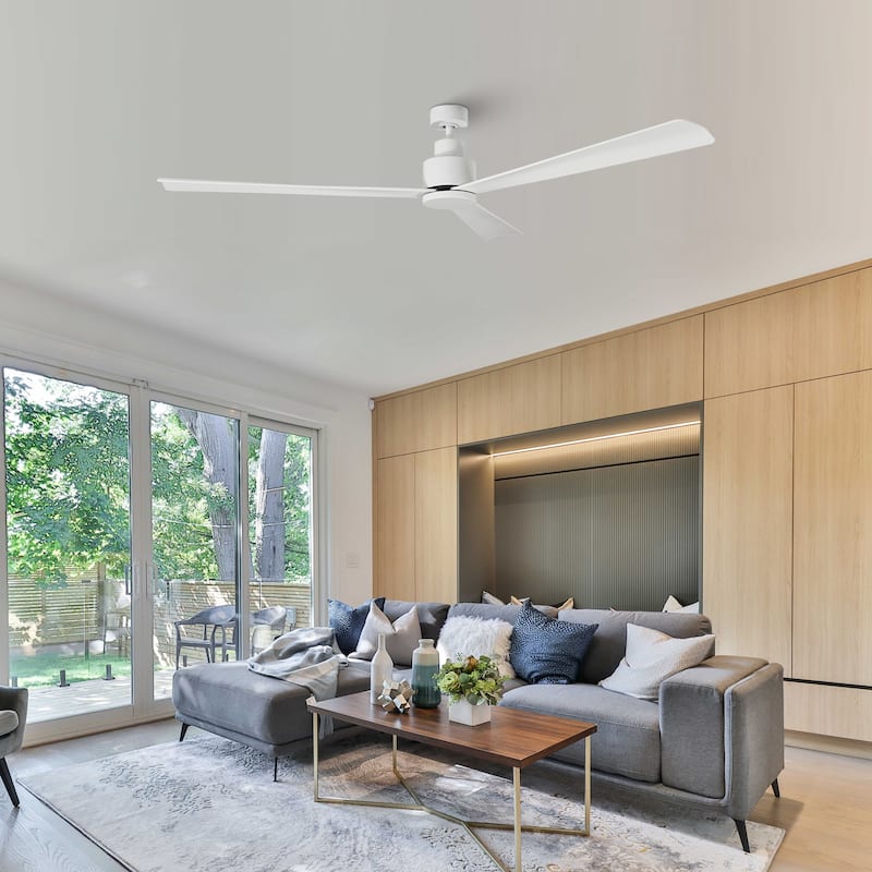 52" Matte White Industrial Reversible DC Motor Ceiling Fan