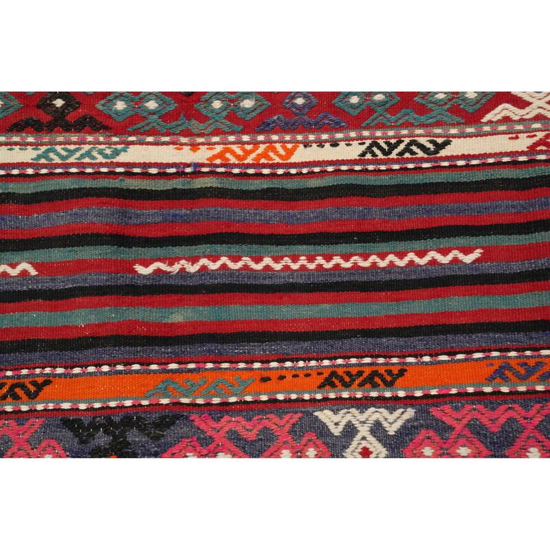 Hand Woven Oriental 100% Wool Carpet Southwestern Tribal Multi-Colored Kilim Area Rug - 9' 3'' X 5' 10''
