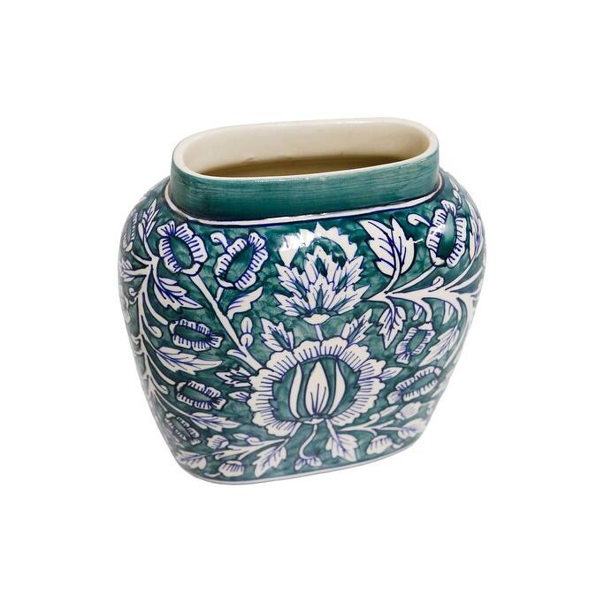 Home&Manor Ceramic Large Green Vase