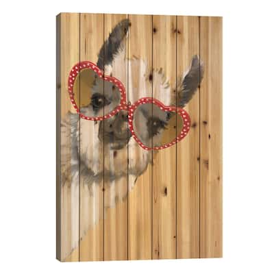 Fashion Hipster Llama With Glasses Print On Wood by Big Nose Work - Multi-Color