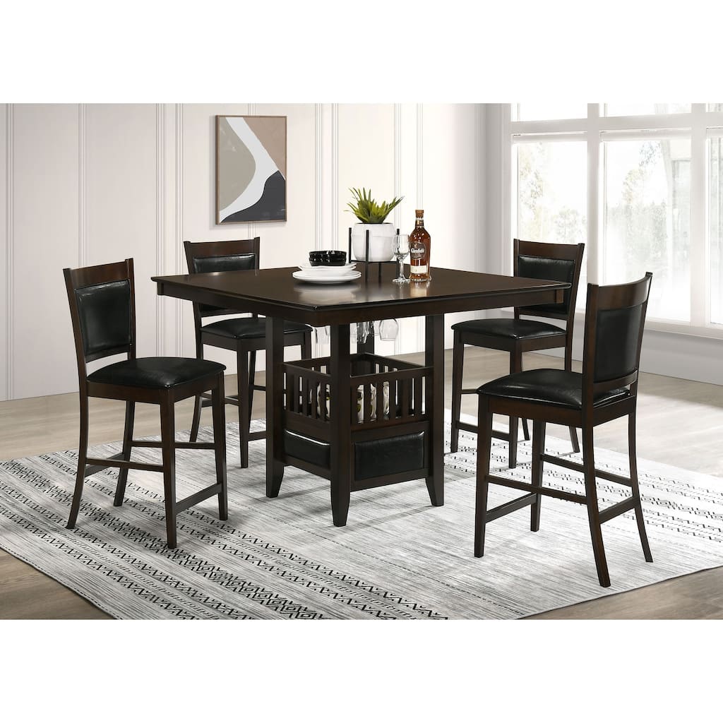 Jaden 5-piece Espresso and Black Square Counter Height Dining Set