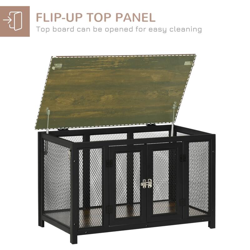 Large End Table Dog Crate with Flip-Up Roof Dog House Puppy Crate for Small Dogs Pet Kennel Dog Kennel