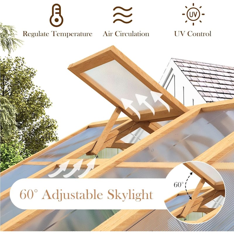 AECOJOY Heavy Duty Wood Greenhouse, Greenhouses for Outdoors with Openable Window & Lockable Door