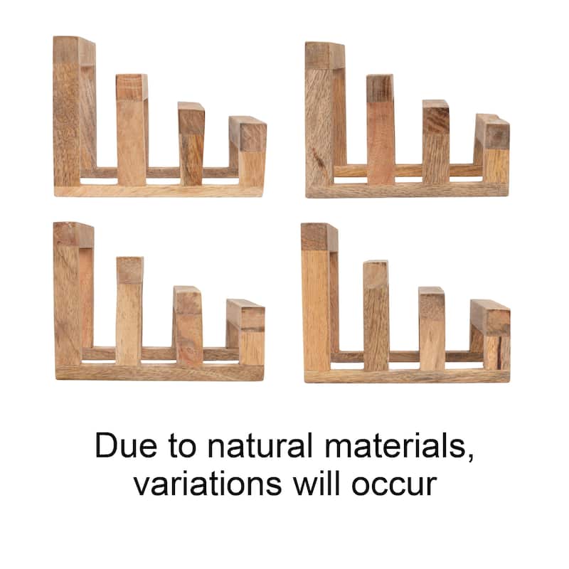 Mango Wood Cutting Board Stand with 3 Sections - 6.0"L x 6.0"W x 4.5"H