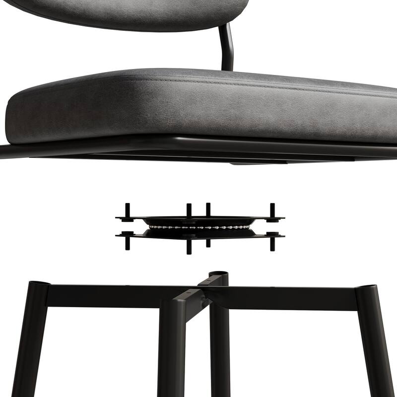 Bar Chairs Set of 2 Piece Set, 360 ° Swivel Bar Chair with Leather Cushions and Iron Brackets Counter Height Bar Chairs