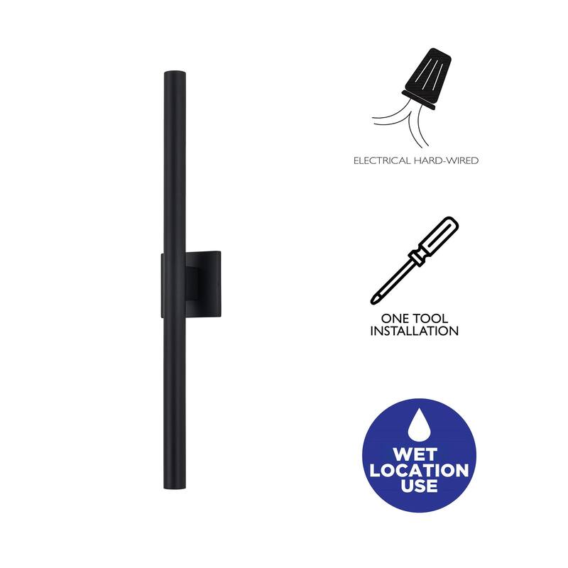 C Cattleya 2-Light Matte Black Dimmable Modern LED Outdoor Wall Sconce