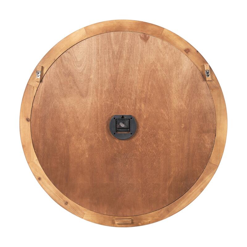 Raul Medium Brown Wood W/ Silver Metal Wall Clock - 35.7L x 2.3W x 35.7H