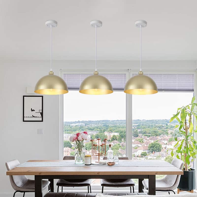 1 - Light 11.8" W Single Dome Pendant for Kitchen Island Dining Room (Set of 3) - W 11.81 in