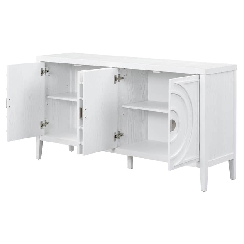 Retro Sideboard door with Circular Groove Design Round Metal Door Handle for Entrance, Dinning Room, Living Room