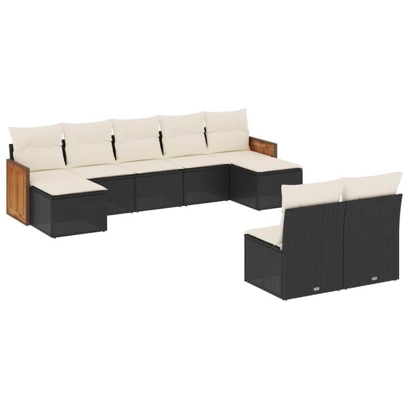 vidaXL Patio Sofa Set with Cushions Outdoor Conversation Furniture Poly Rattan - 21.7 x 21.7 x 14.6