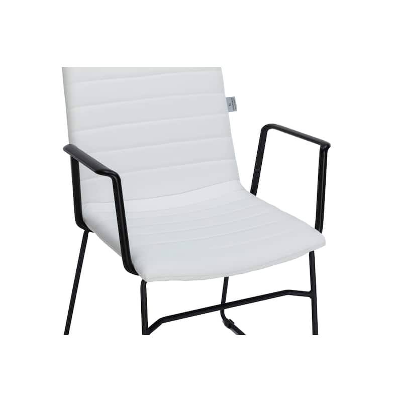 Zylar Ergonomic Guest Chair with Leather, Stainless Steel Base, High-Density Foam, Modern Design for Office or Waiting Room