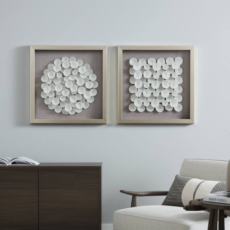 Resin Dimensional Petal Canvas Wall Art (Set of 2) - 20" White