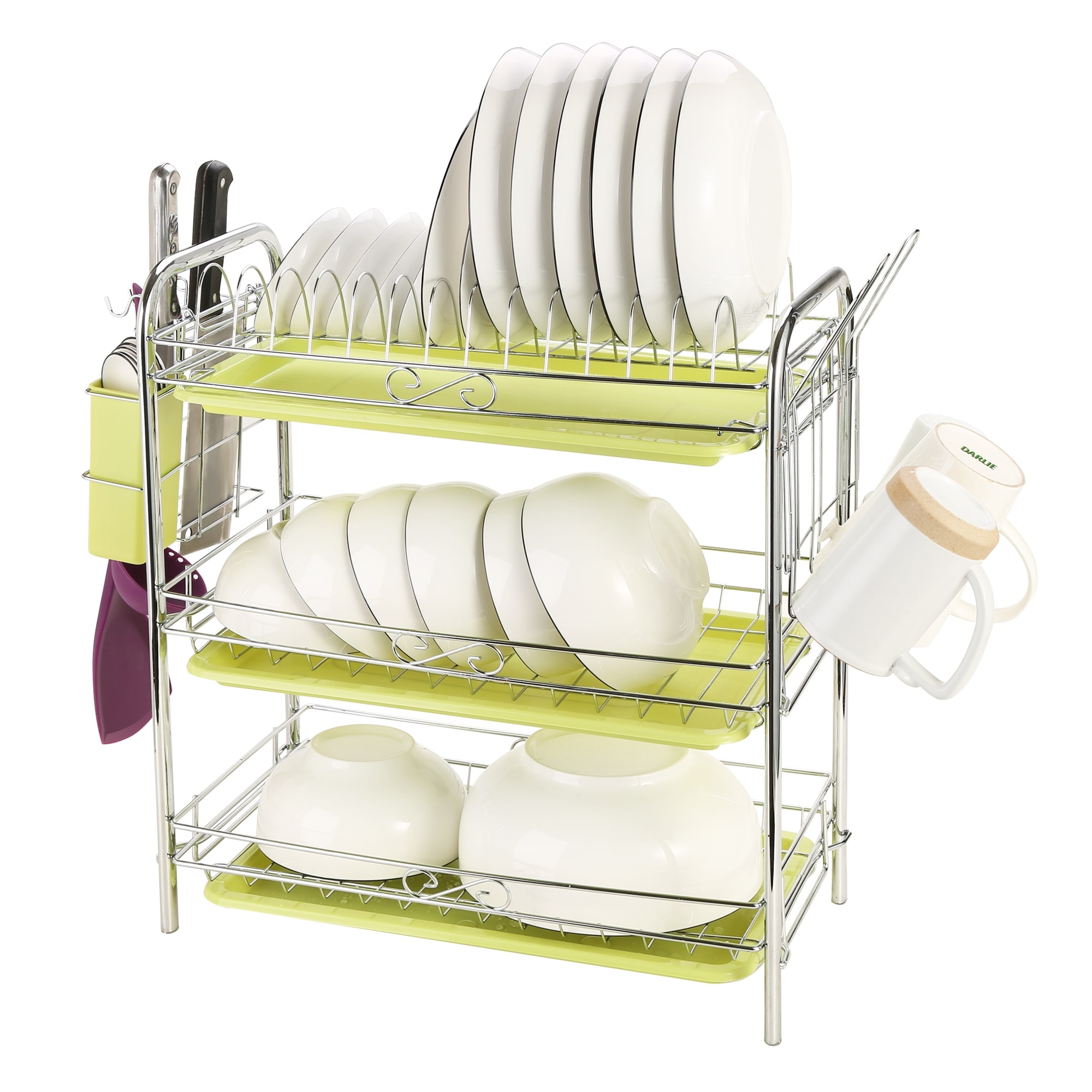3 Tiers Dish Rack For Kitchen Cabinet With Cutlery Cup 2204 X 905 X 1850 In 76 X 96 Overstock 31483976