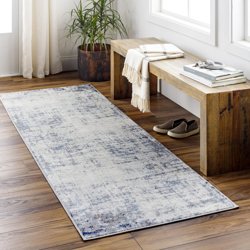 Livabliss Roma Minimalist Abstract Area Rug - Dark Blue - 2' 7" x 7' 3"