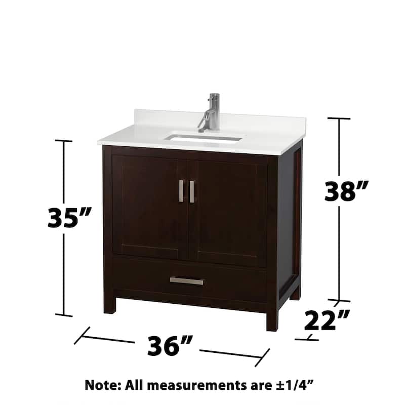 Sheffield 36-inch Single Vanity, Single Hole Quartz Top, Med Cabinet