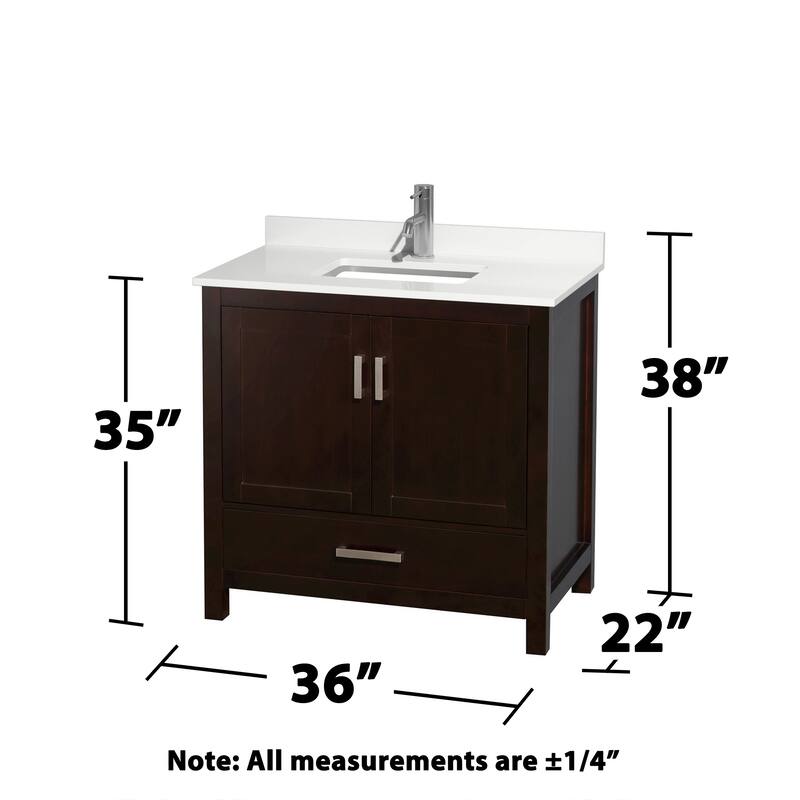 Sheffield 36-inch Single Vanity, Single Hole Quartz Top,24-inch Mirror