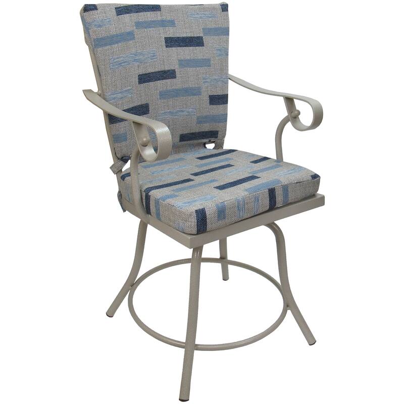 Outdoor or Indoor Patio Swivel Dining Chair - Jamey - B-W Blue Beige - Beige
