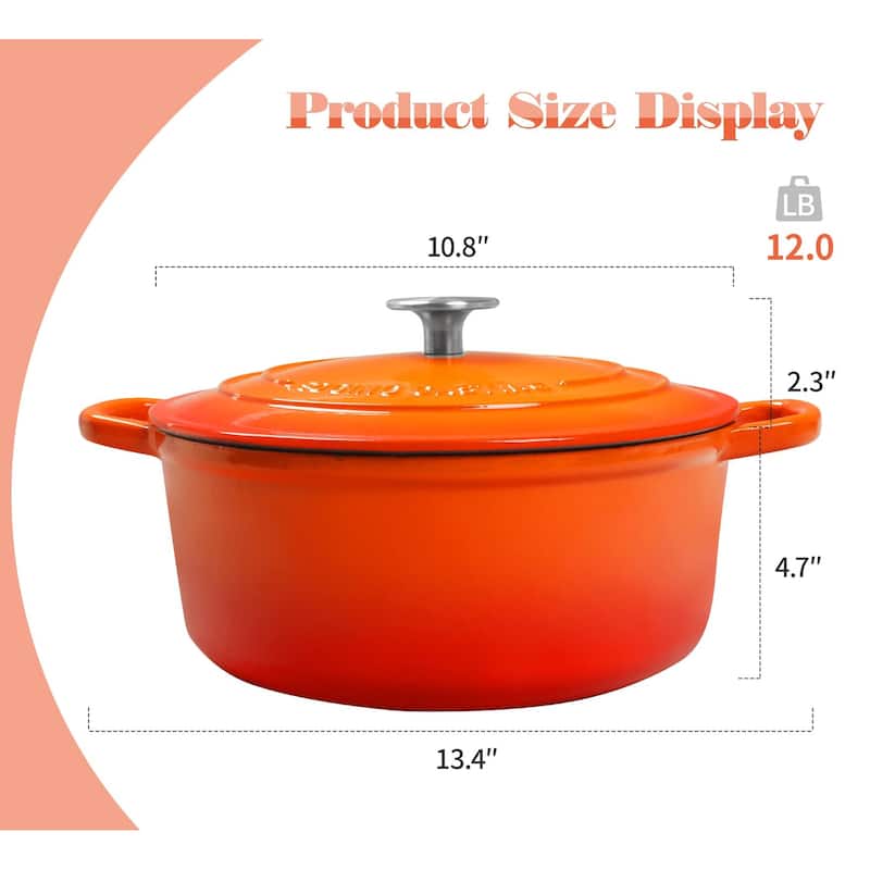 Enameled Cast Iron Dutch Oven, 5.5 Quart, Round Cast Dutch Ovens Pot with Lid Dual Handle for Bread Baking,Oven Safe up to 500°F