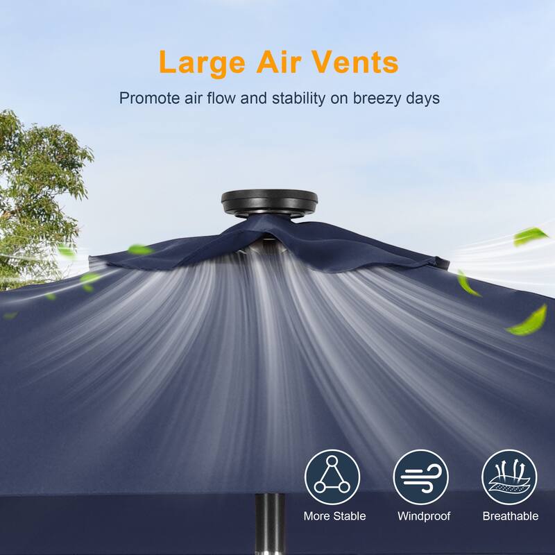 LIVOOSUN 6.5×6.5FT LED Square Patio Umbrella with UPF50+, Tilt Function, and Wind-Resistant Design——Experience Outdoor Comfort