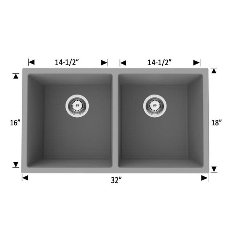 American Imaginations 32in. W CSA Approved Black Granite Composite Kitchen Sink With Granite