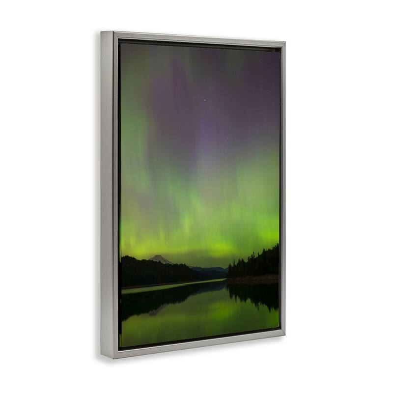 Stupell Green Aurora Landscape Framed Floater Canvas Wall Art Design By Nancy Crowell