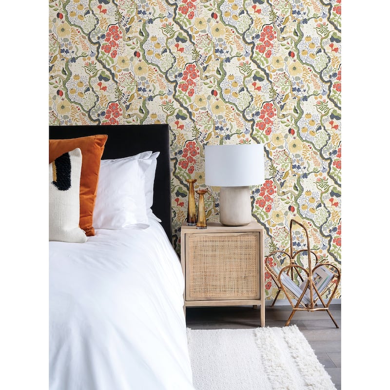 A-Street Prints Ann Green Floral Vines Wallpaper
