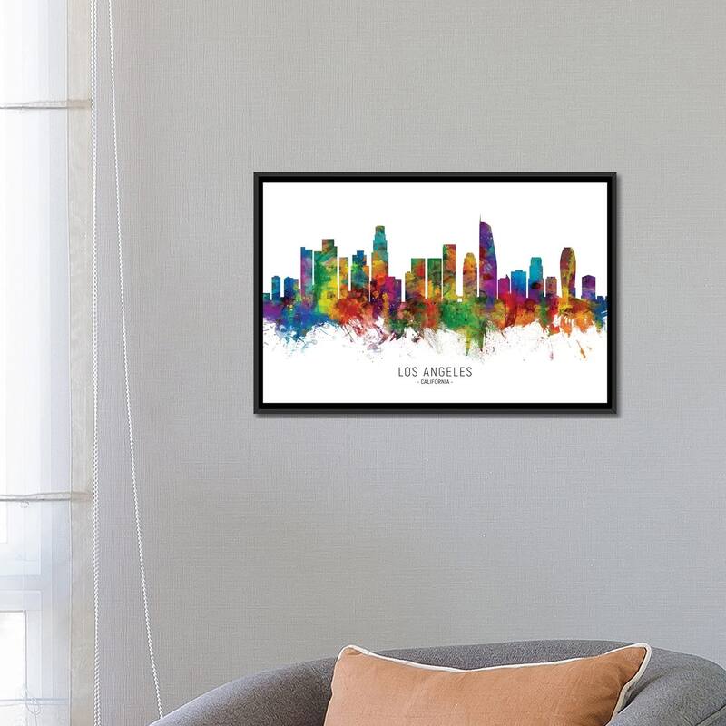 iCanvas "Los Angeles California Skyline" by Michael Tompsett Framed Canvas Print